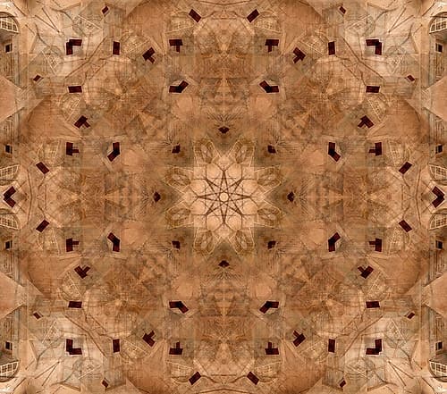 Tan and brown architectural kaleidoscope abstract of door Art Print
